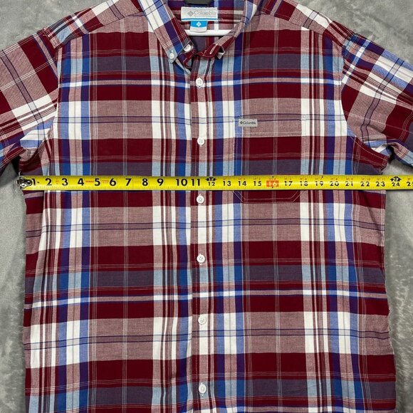 Columbia Lightweight Flannel Red &‎ Blue Plaid Shirt Mens XL Long Sleeve - Picture 4 of 6